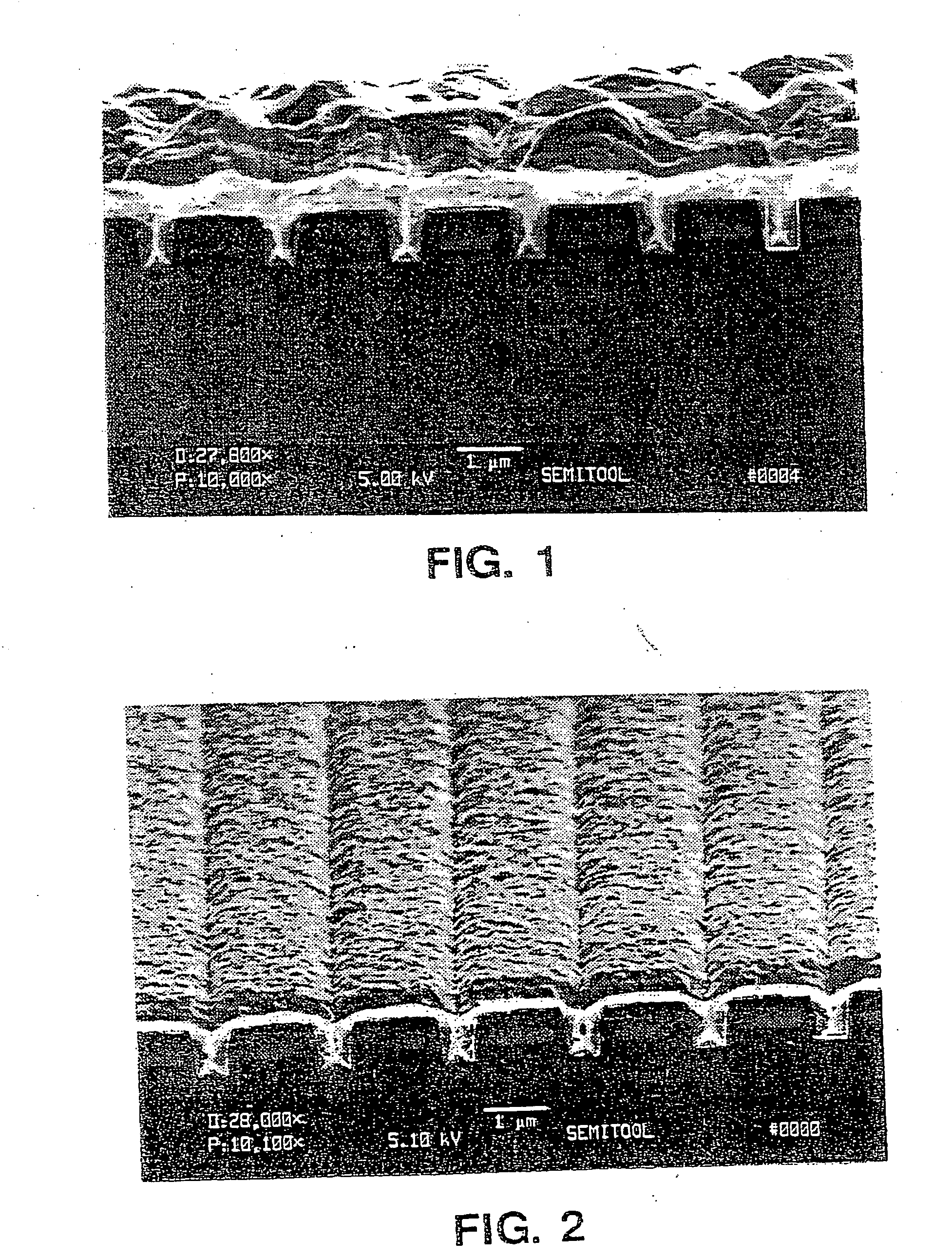 Method of submicron metallization using electrochemical deposition of recesses including a first deposition at a first current density and a second deposition at an increased current density