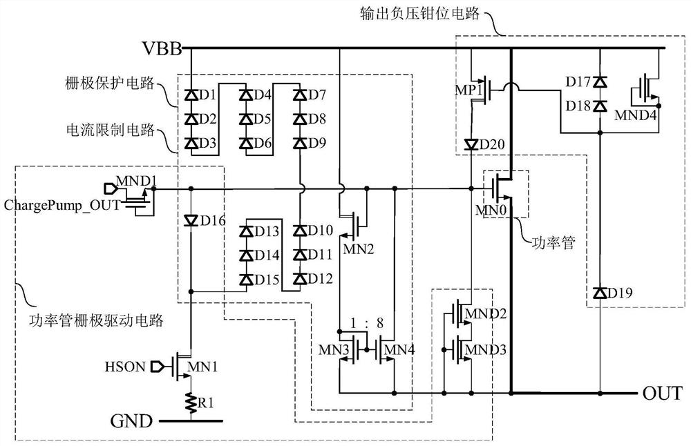 Output stage circuit of high-side power switch