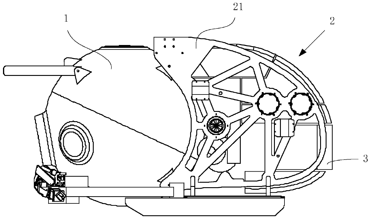 Submersible frame structure and submersible