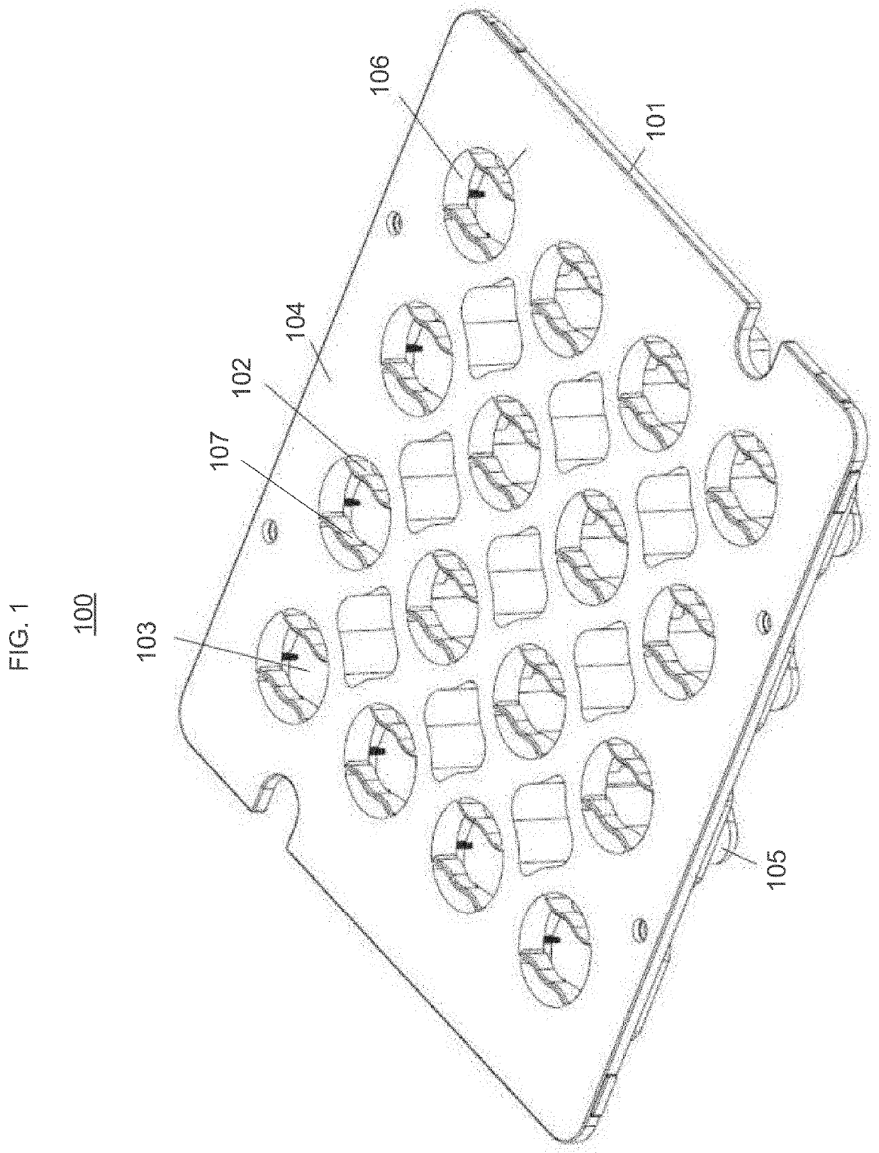 Holding device for holding a plurality of containers in a positive fit which is established by a displacement movement