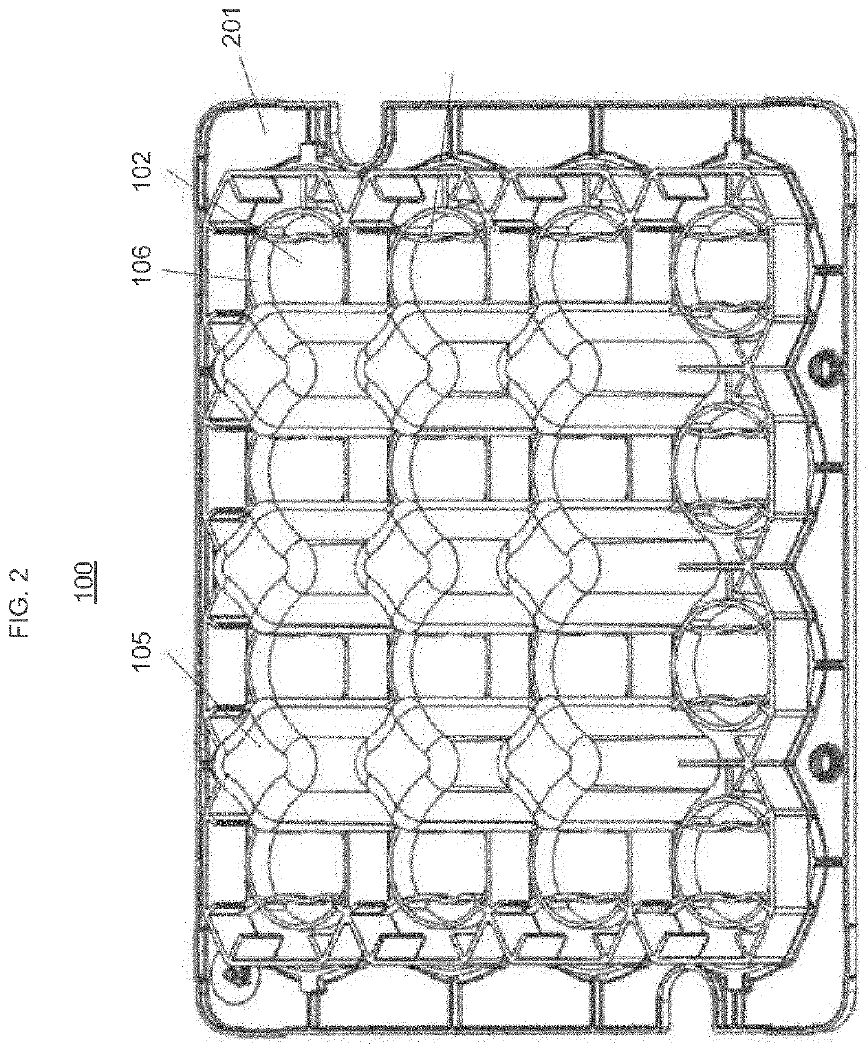 Holding device for holding a plurality of containers in a positive fit which is established by a displacement movement