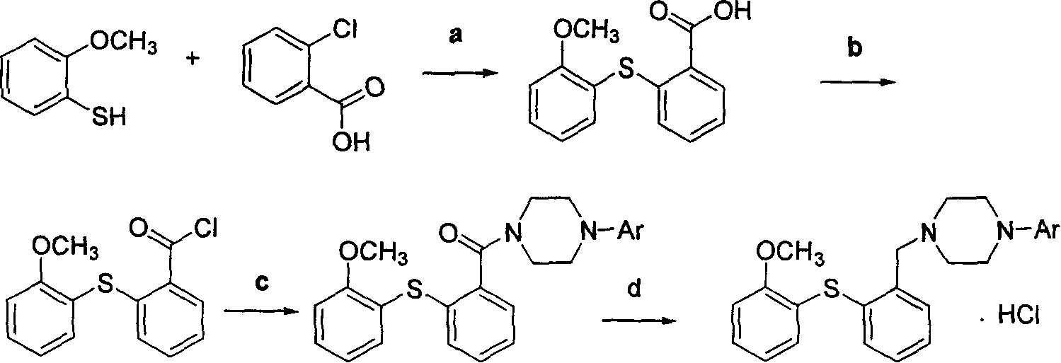4-[2-(artyl sulfo) benzyl]-1-derivative of aryl-piperazine, preparation method and application