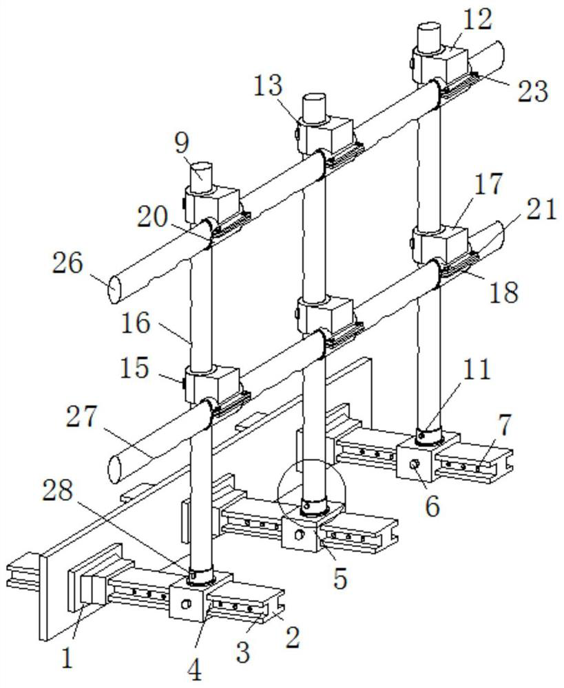 Spliced and combined type high-stability cantilever frame convenient to adjust