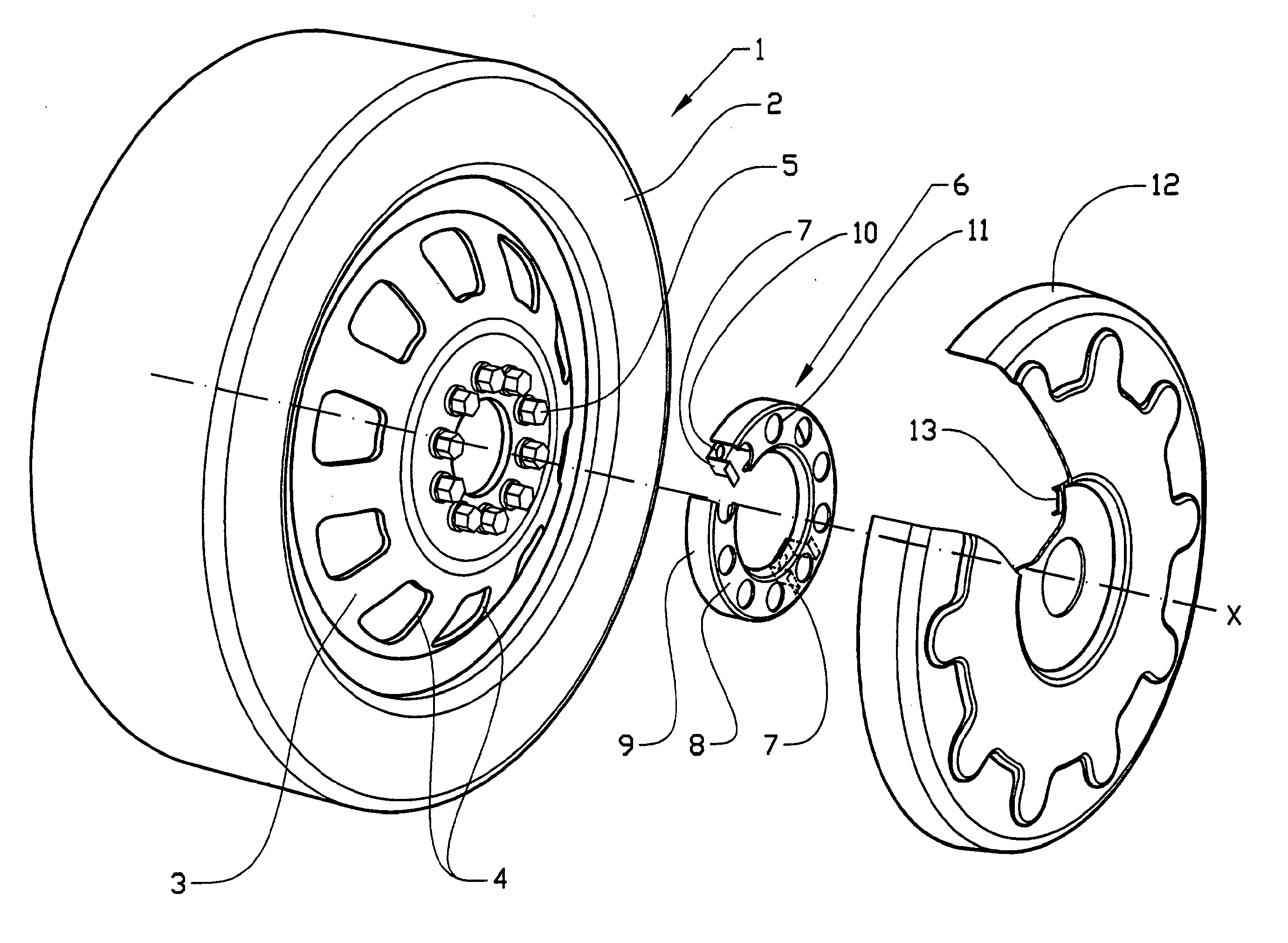 Arrangement and method for mounting a wheel cap on a vehicle