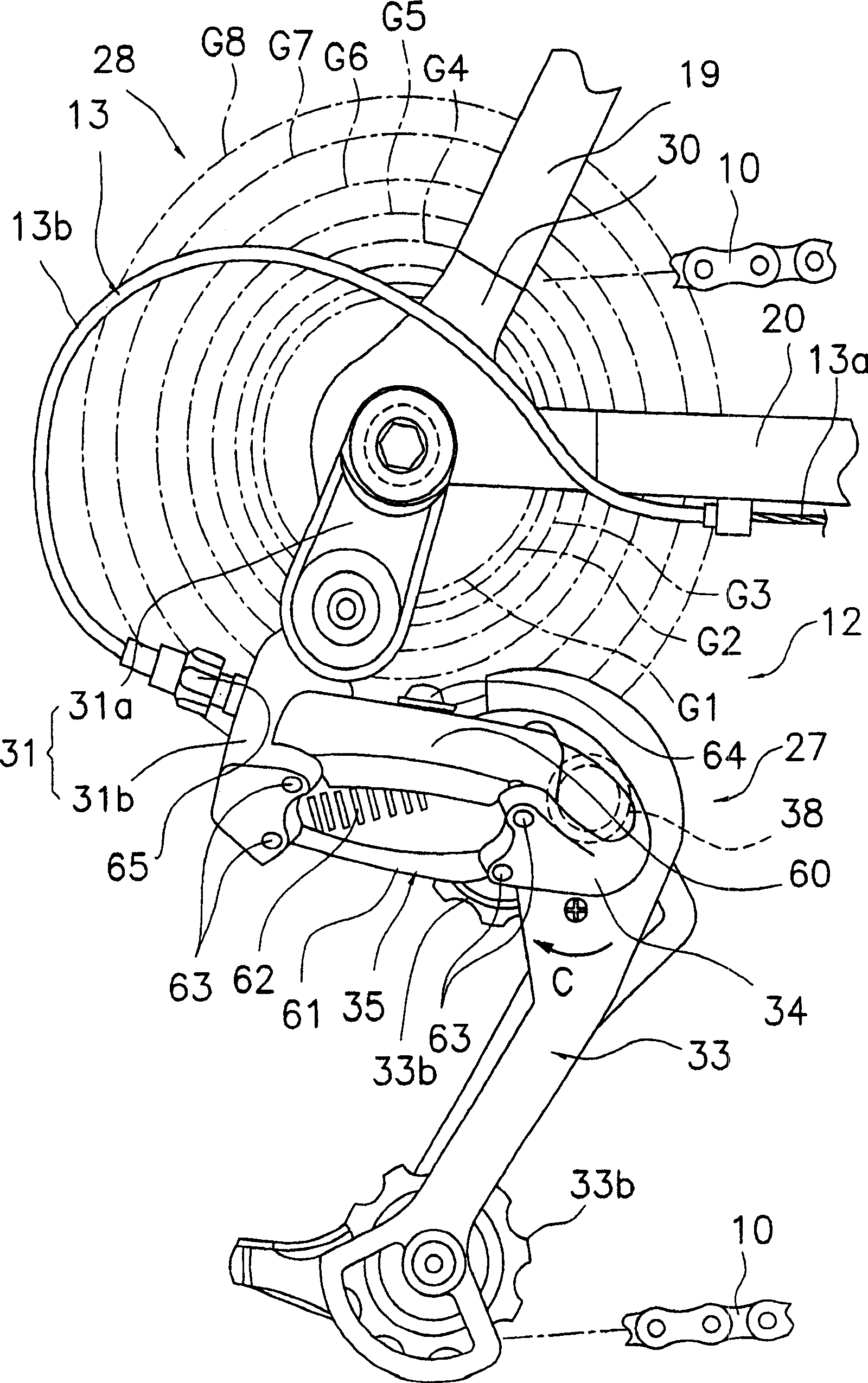 Rear chain shifter for bicycle