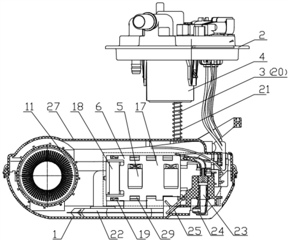Fuel pump assembly with arch bridge type cantilever pump core fixing structure