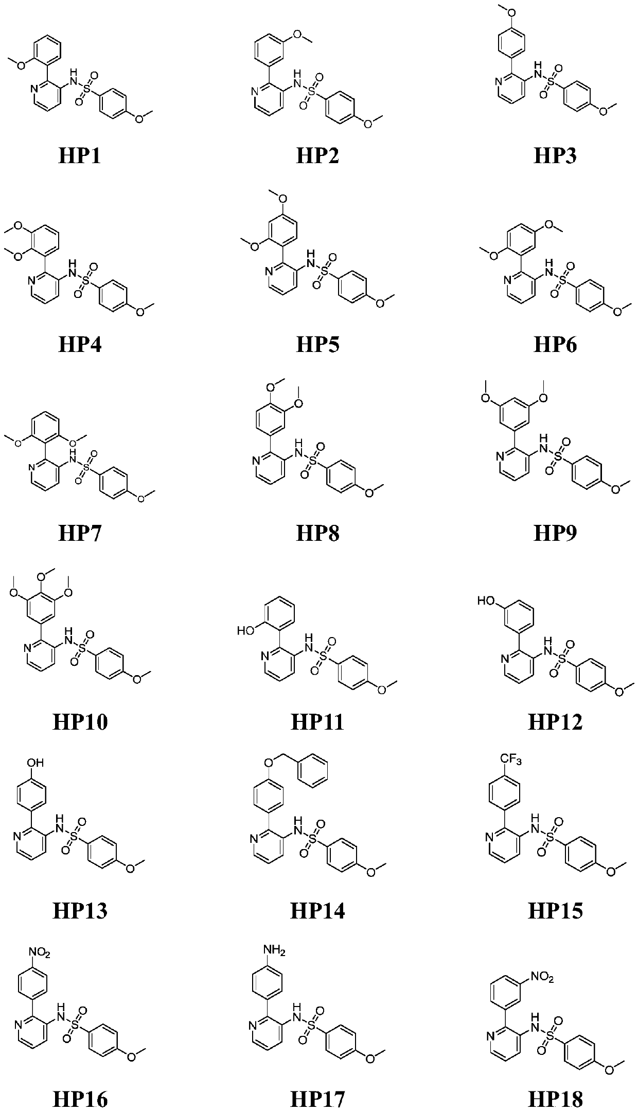 Pyridine-2-aryl-3-sulfonamide compound as well as synthesis method and application thereof