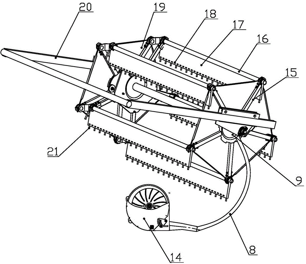 Pneumatic assisted header device of small-area cereal combine harvester