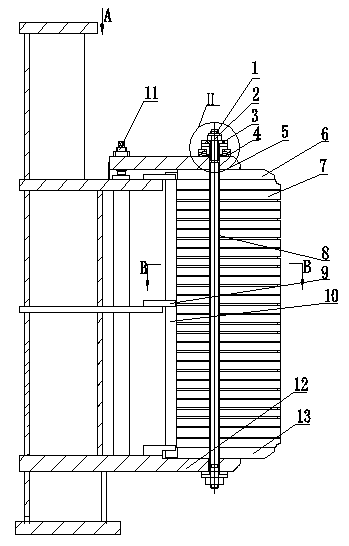 Stator floating iron core locating and tensioning device and stator floating iron core installing method