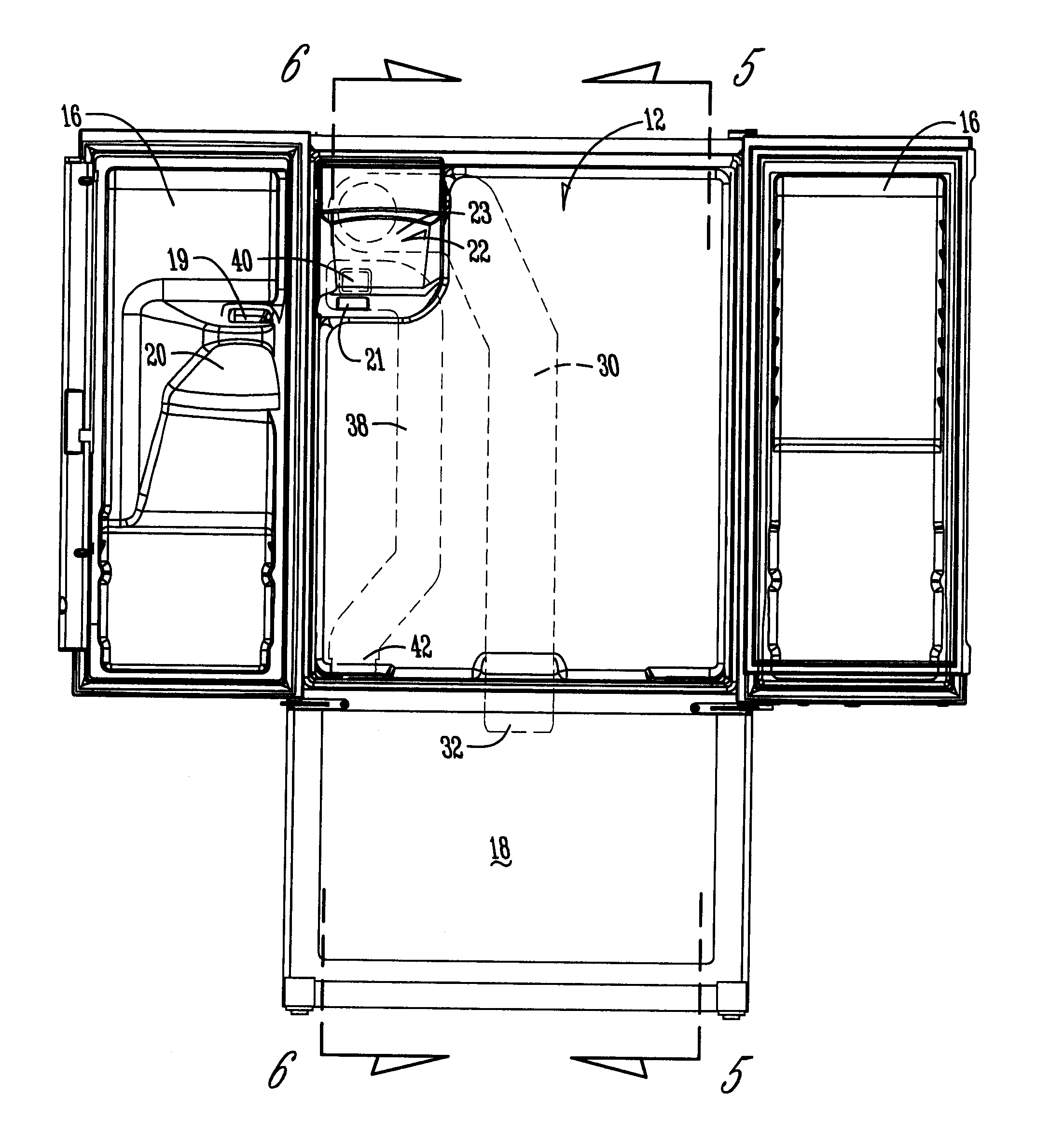 Refrigerator ice compartment with intermediate temperature