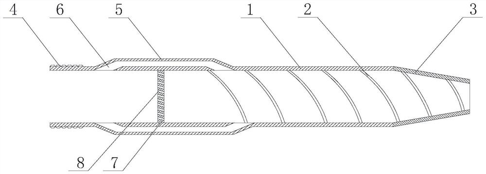 Spiral air ceramic nozzle of coal-fired boiler and preparation method thereof