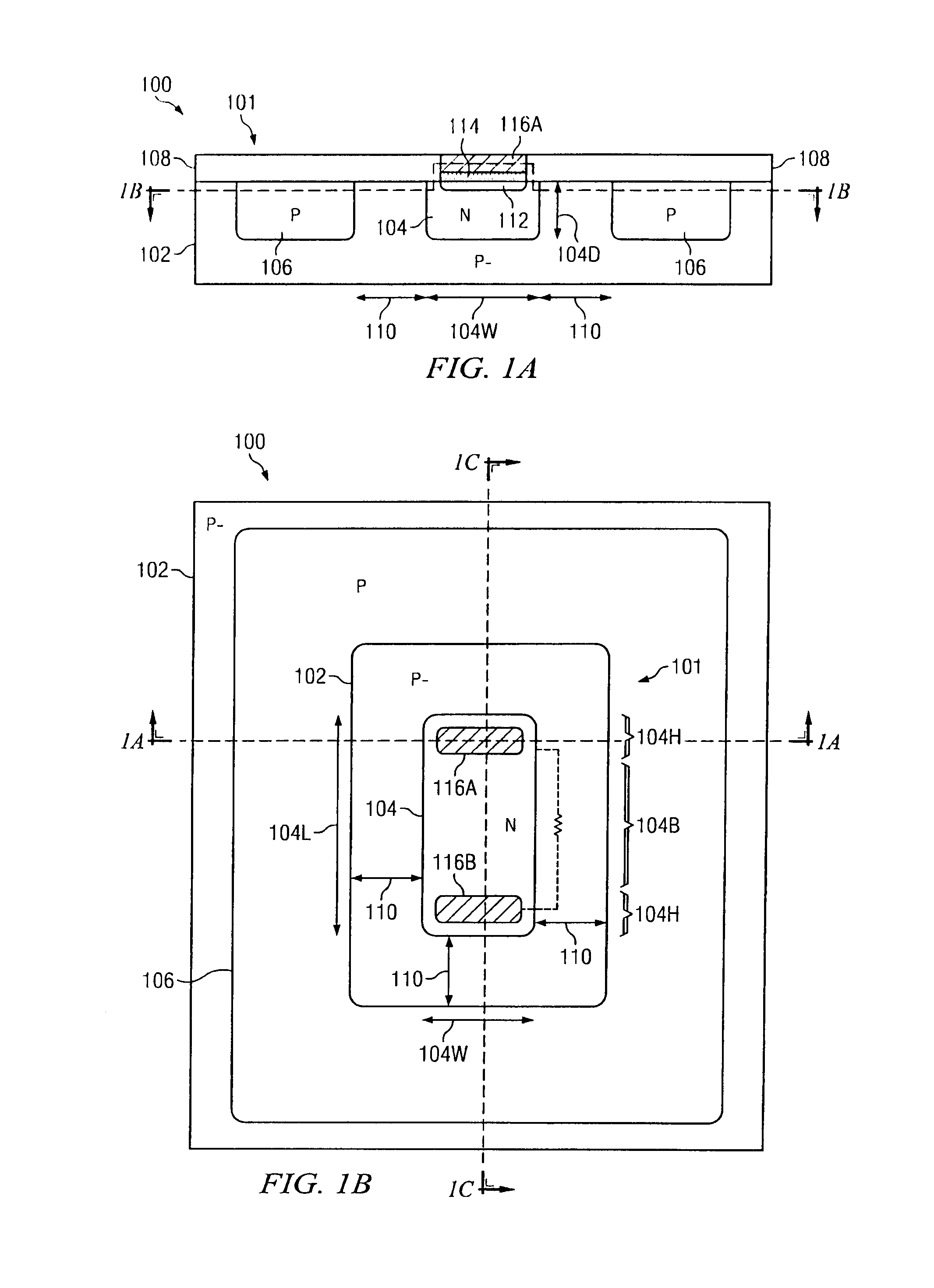 Diffusion resistor with reduced voltage coefficient of resistance and increased breakdown voltage using CMOS wells