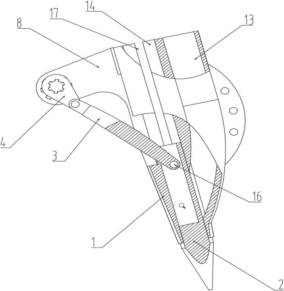 Mechanism for combining hole pricking work as well as ejecting and applying work of solid fertilizers