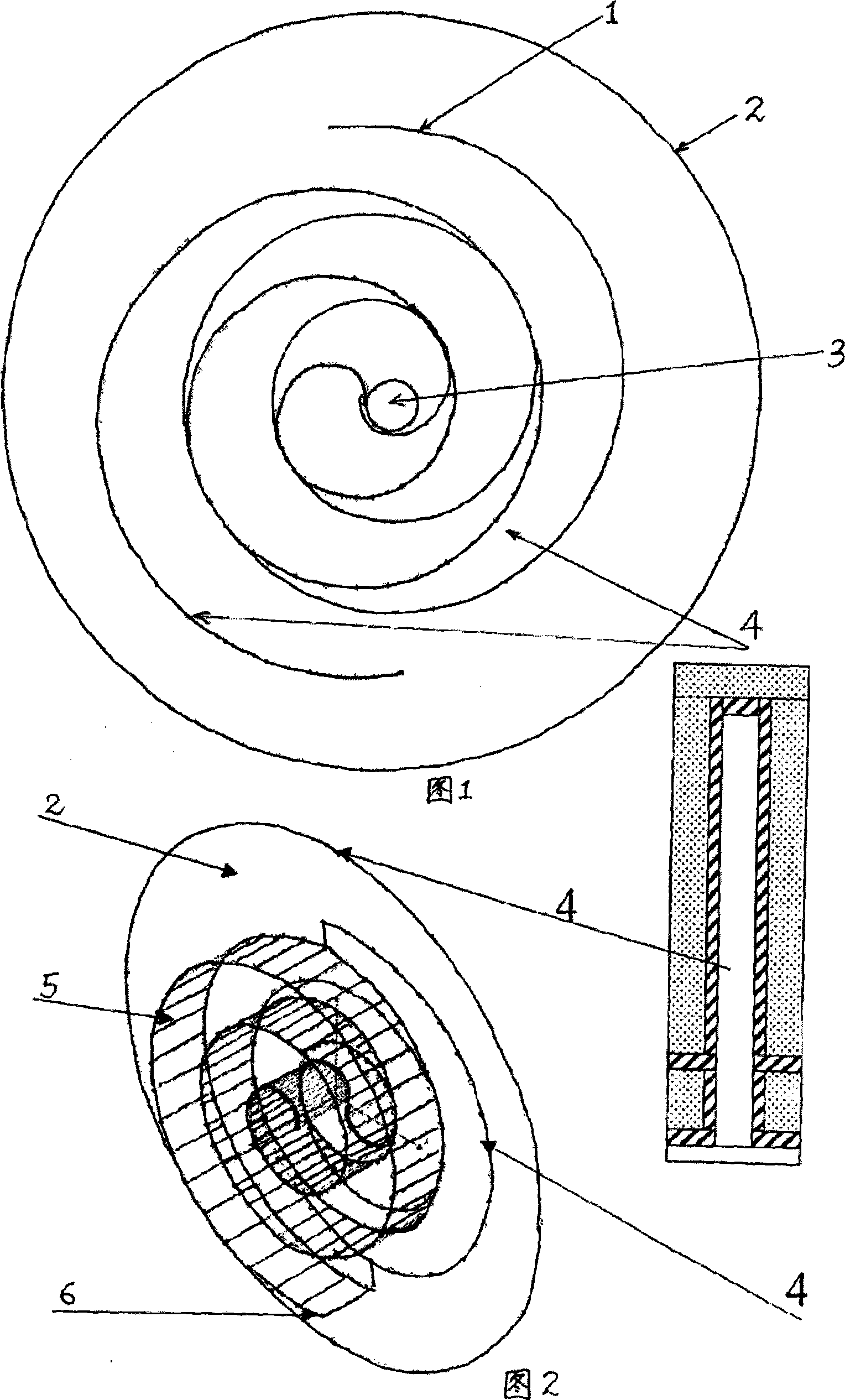 Micro scroll vane and method for producing micro scroll vane substrates
