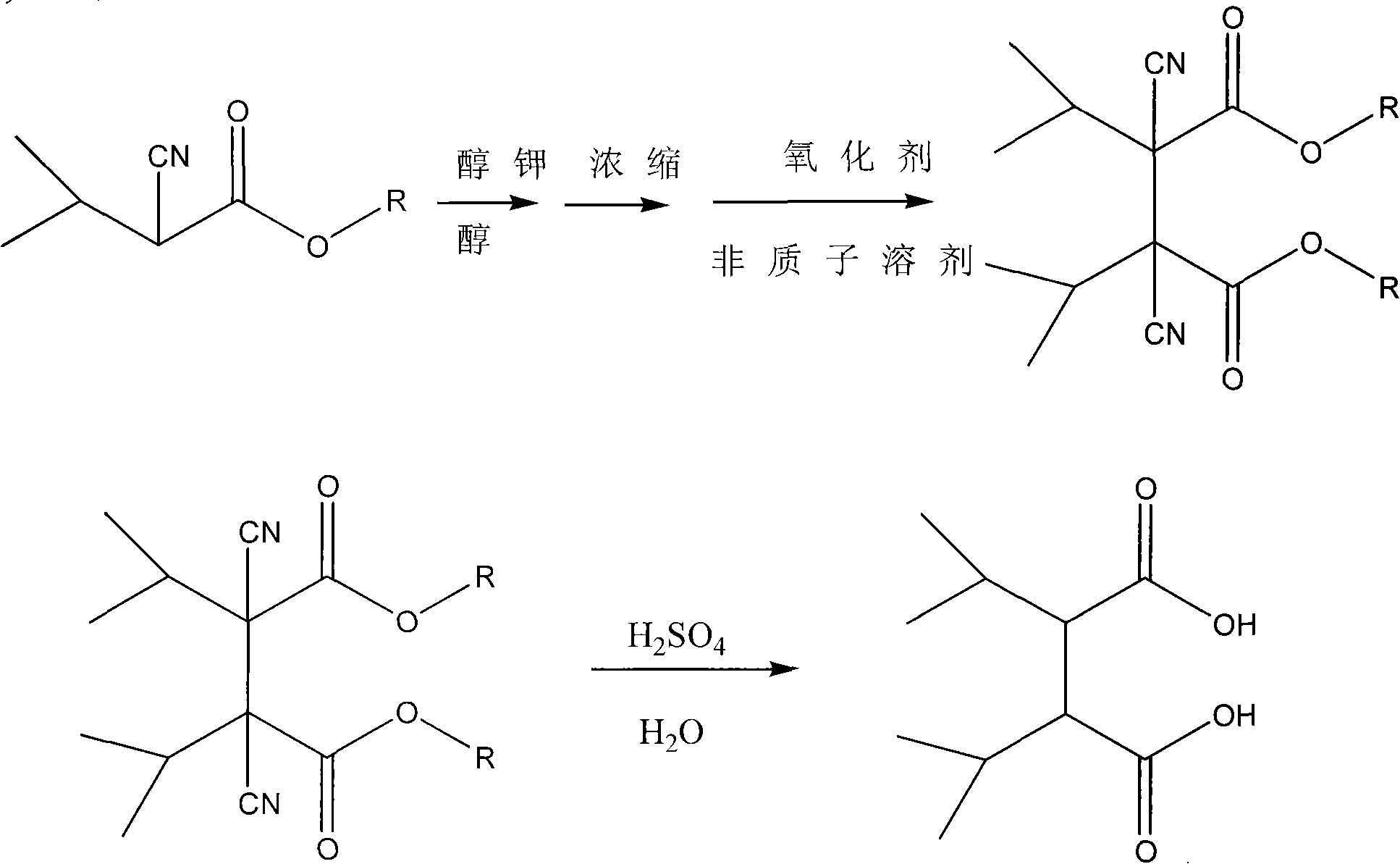 2,3-diisopropyl-2.3-dicyano-diethyl succinate compound, preparation method and application thereof