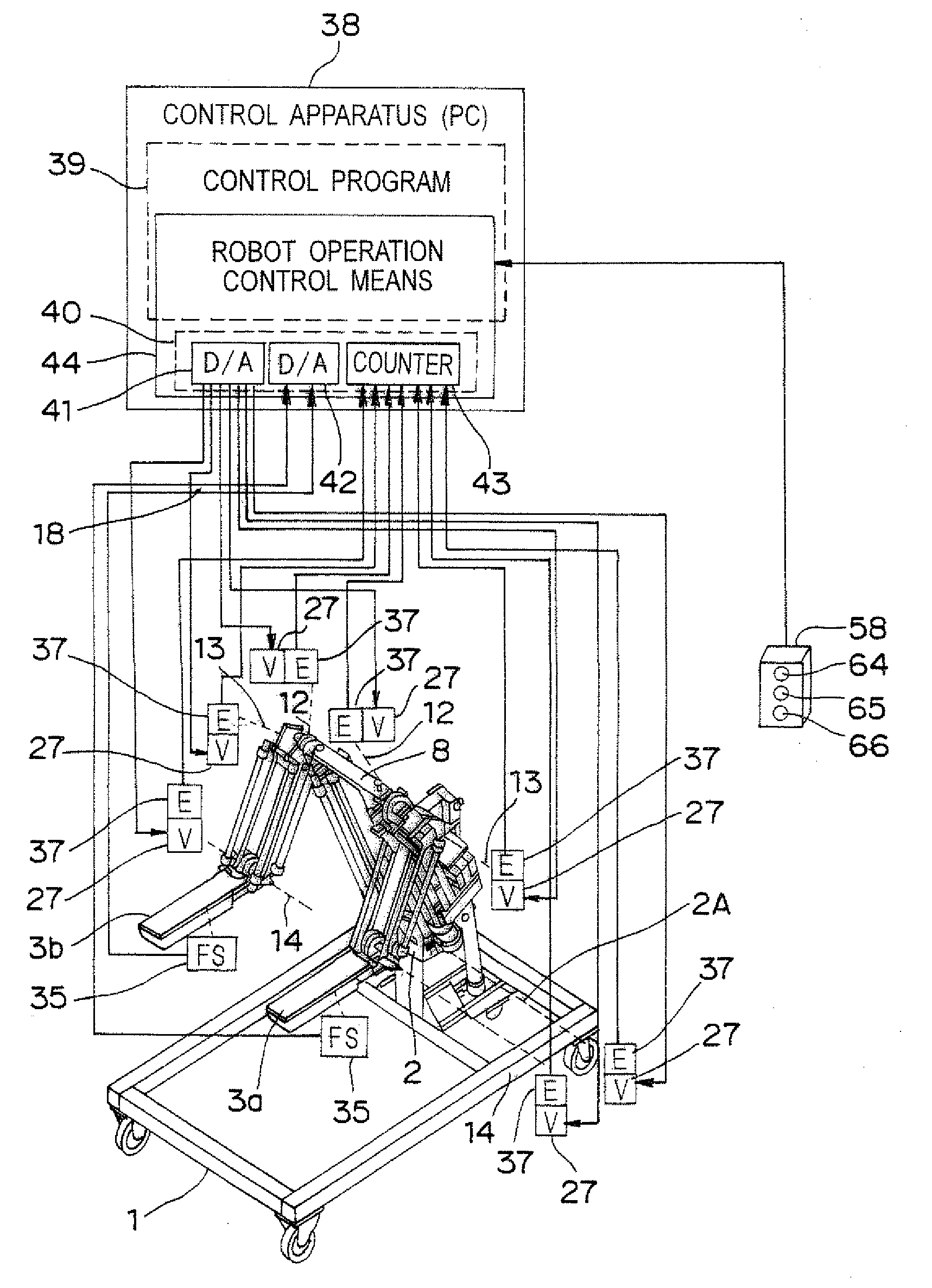 Robot, and control apparatus, control method, and control program for robot