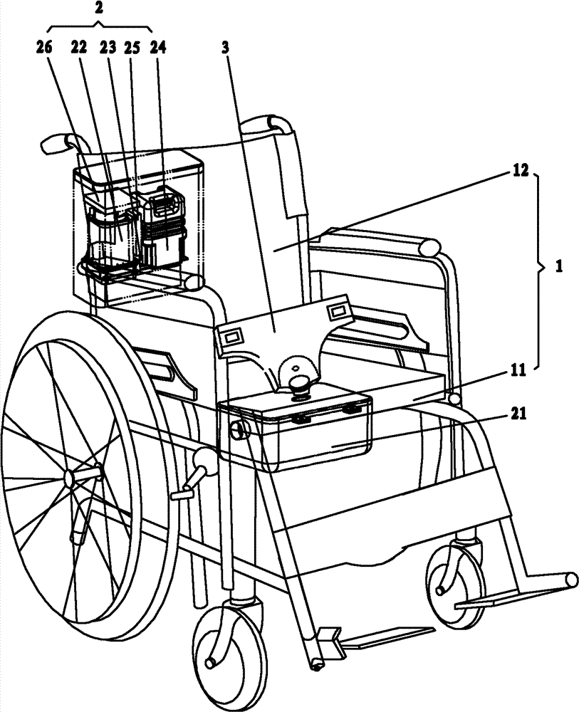 Wheel chair type putting-on free excrement automatic cleaning machine