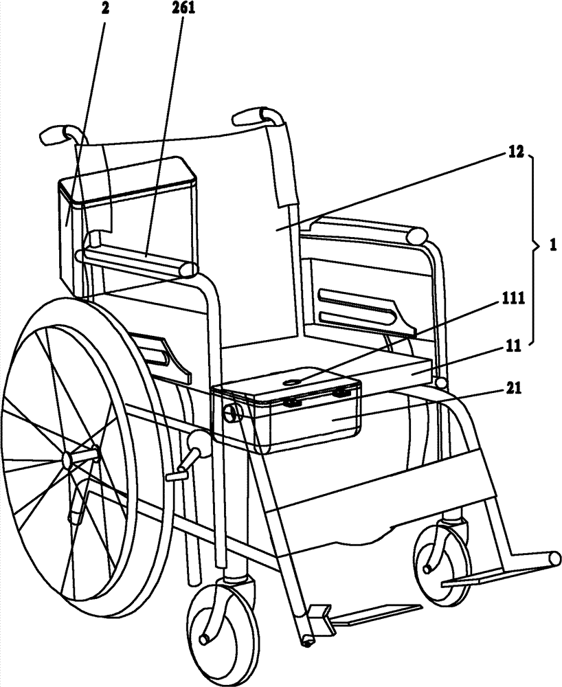 Wheel chair type putting-on free excrement automatic cleaning machine