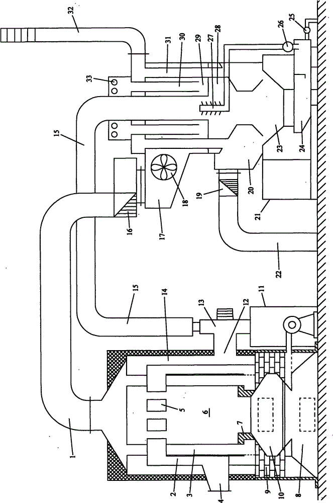 Air-returning decompression type high temperature hot blast stove capable of dedusting and removing smoke with calandria