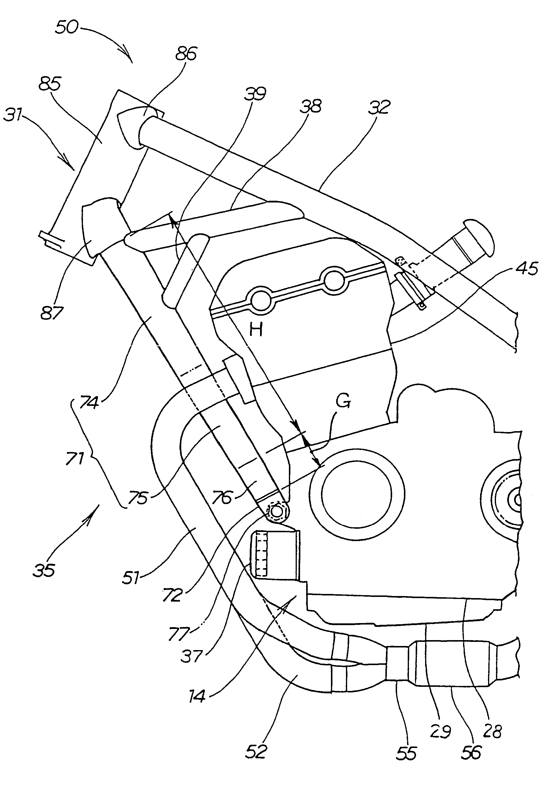 Vehicle body structure for motorcycle