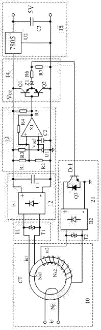 Automatic energy-extraction circuit of current transformer