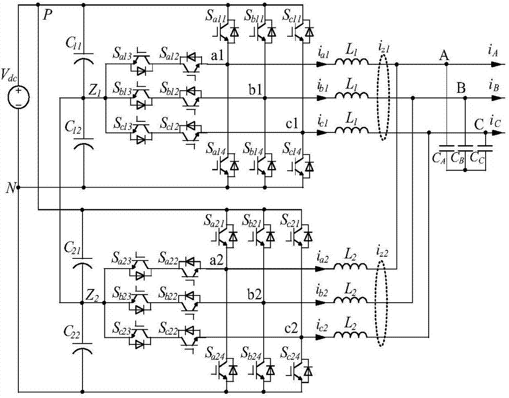 shepwm control circuit, parallel connection system of two t-type three-level shepwm inverters and its method