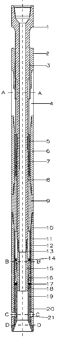 Device for converting longitudinal vibration of drill stem into torsional impact of drill bit
