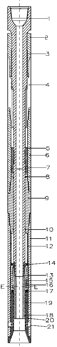 Device for converting longitudinal vibration of drill stem into torsional impact of drill bit