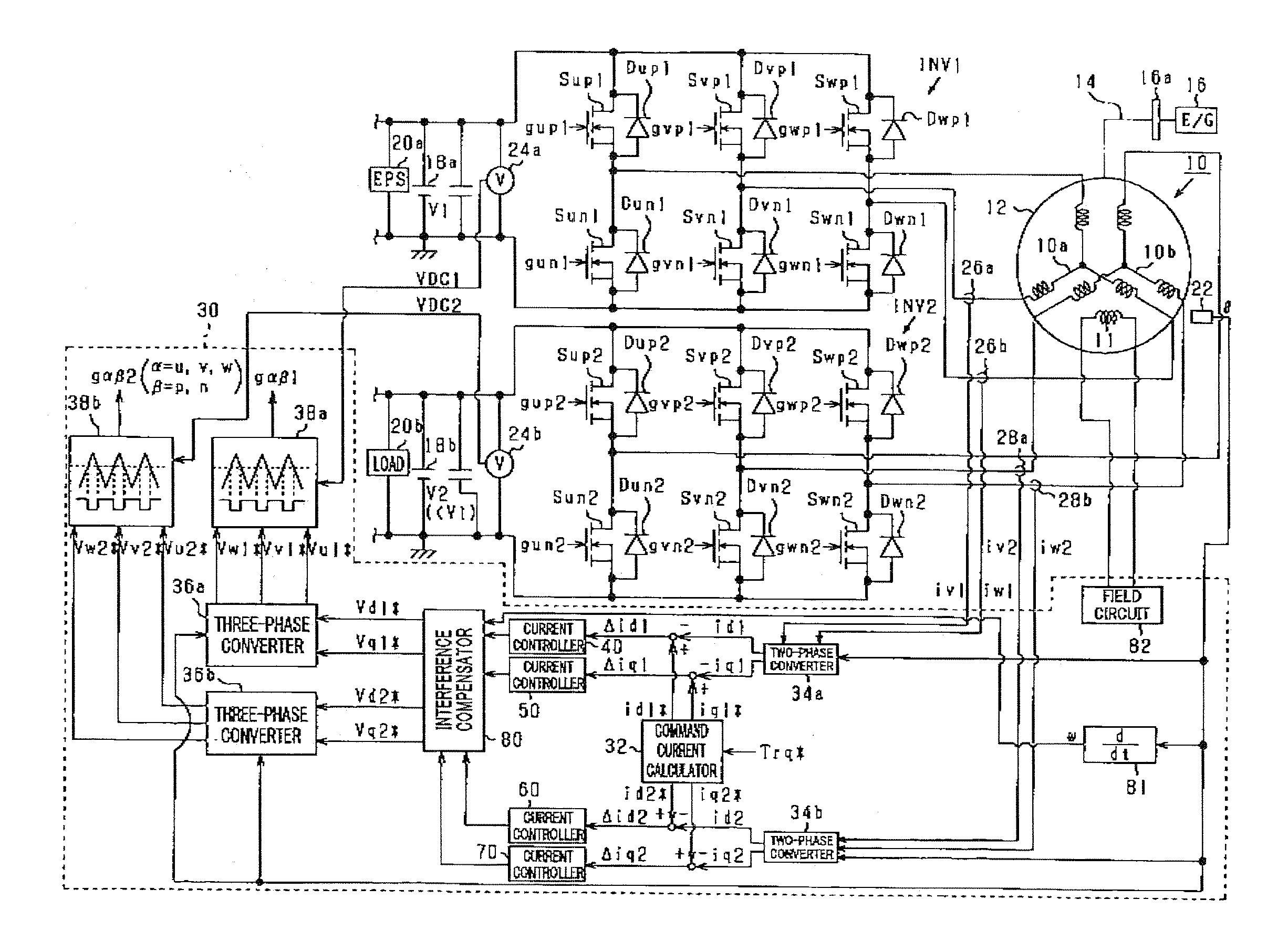Apparatus for controlling a multi-winding rotary machine
