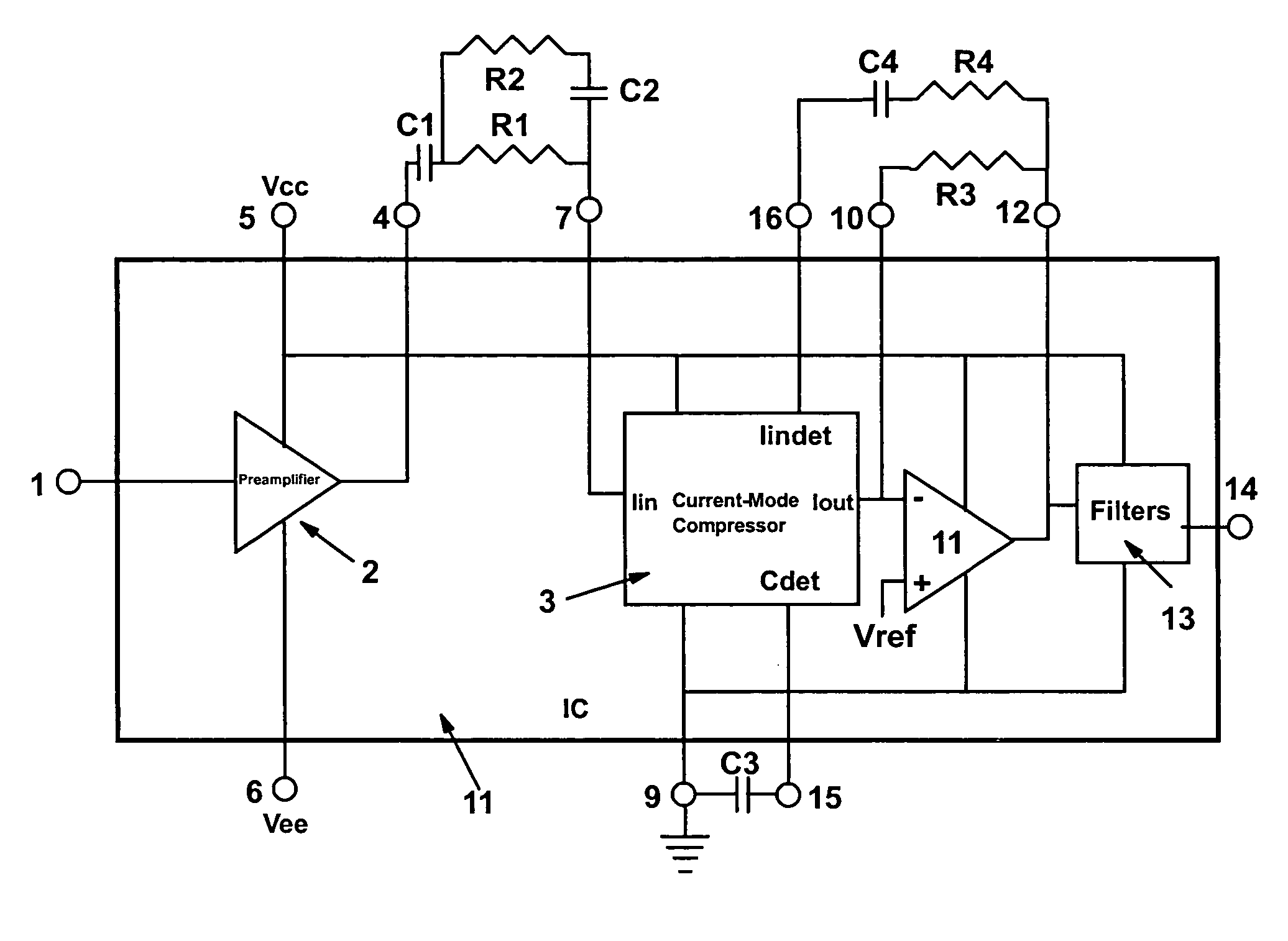 Low-power integrated-circuit signal processor with wide dynamic range