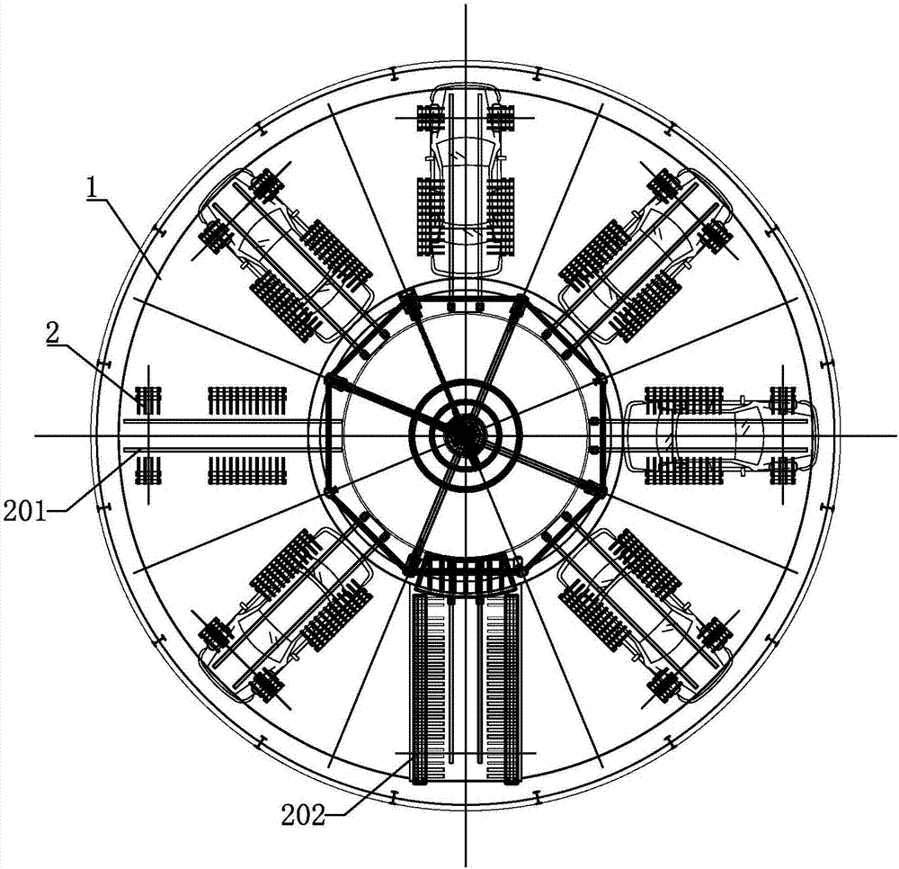 Radial stereoscopic parking equipment