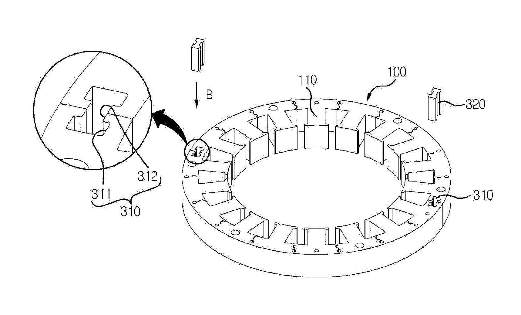 Stator Core with a Structure to Improve Assembly Characteristics