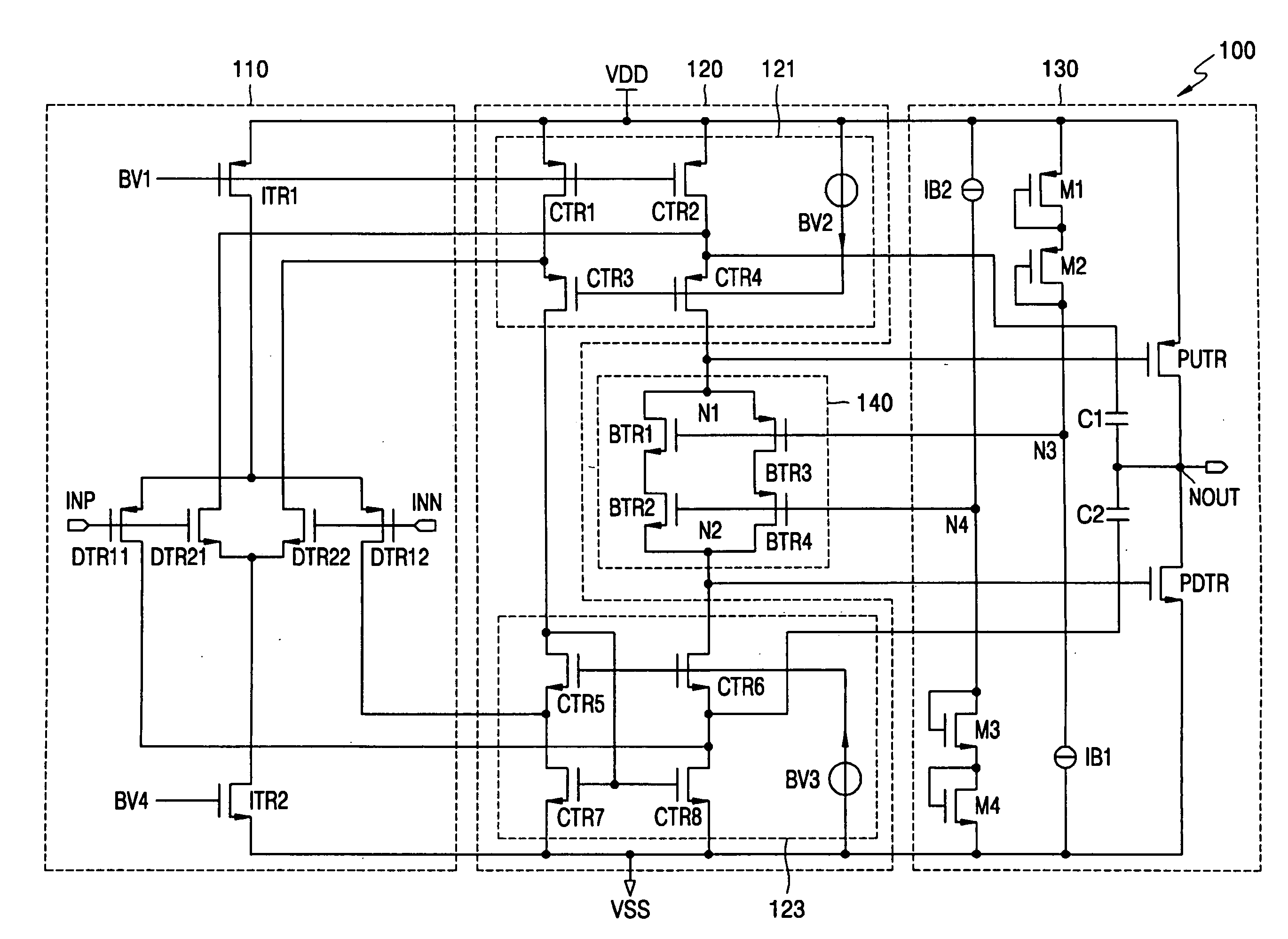 Differential amplifier with cascode control