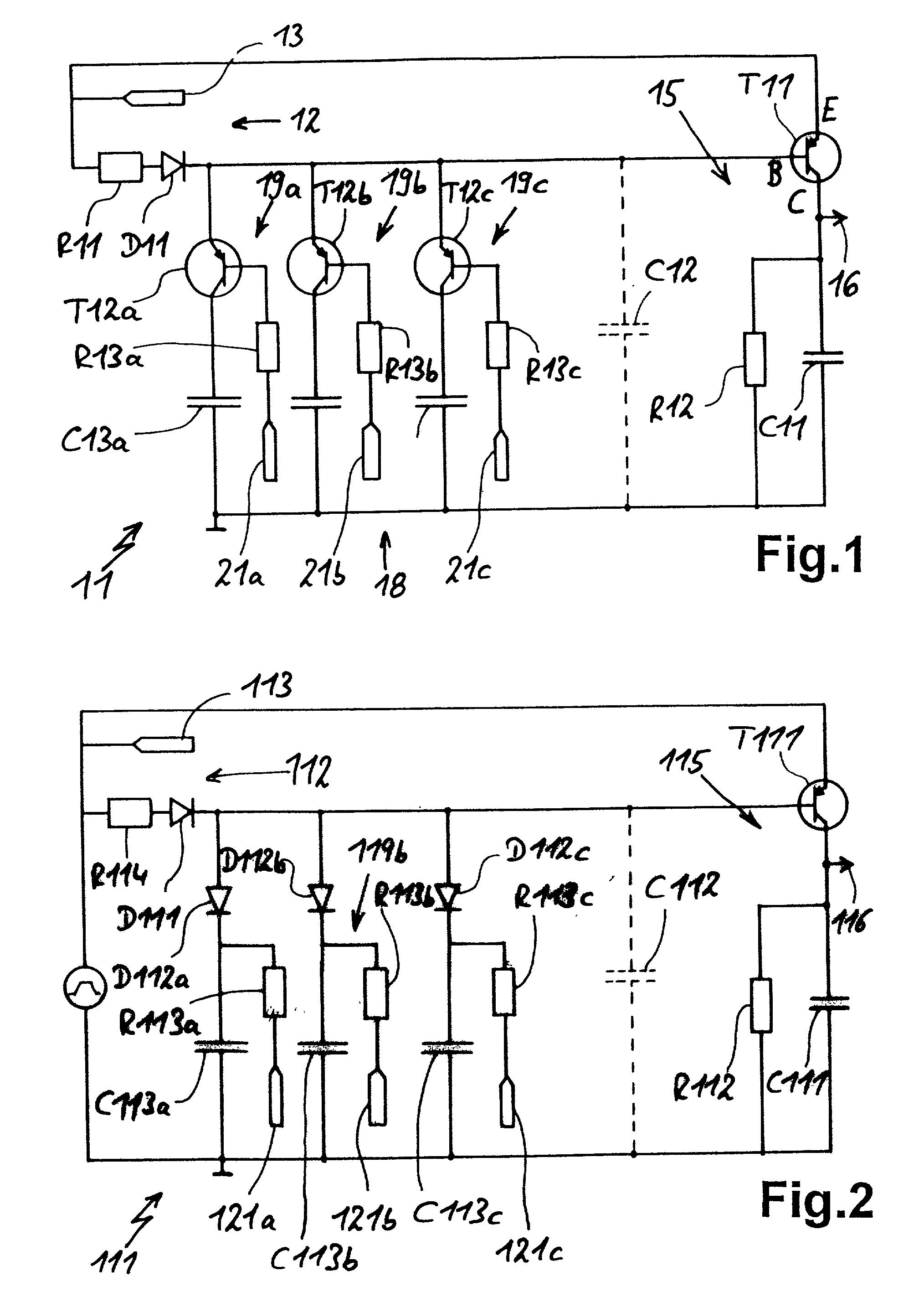 Circuit layout for several sensor elements