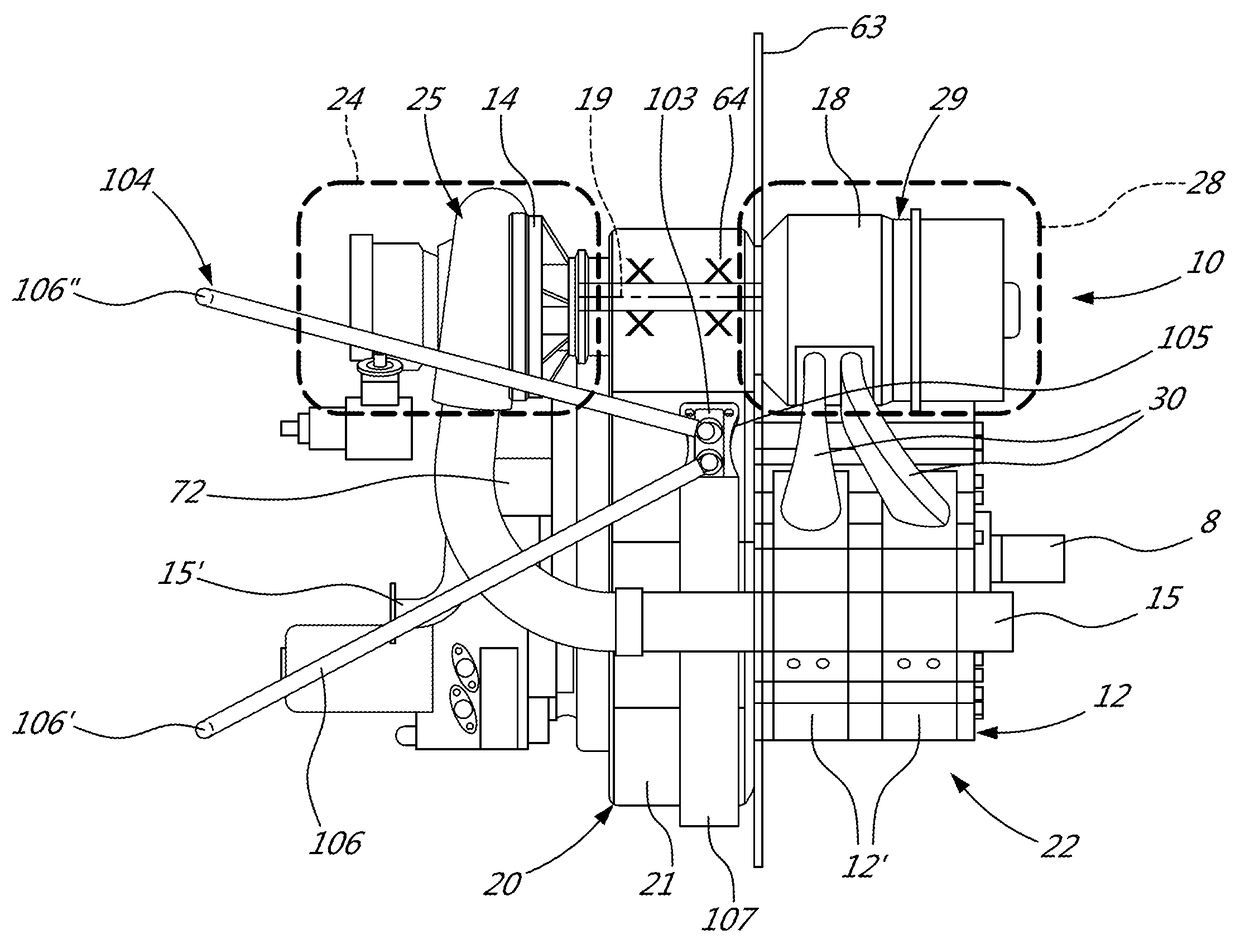 Compound engine assembly with cantilevered compressor and turbine