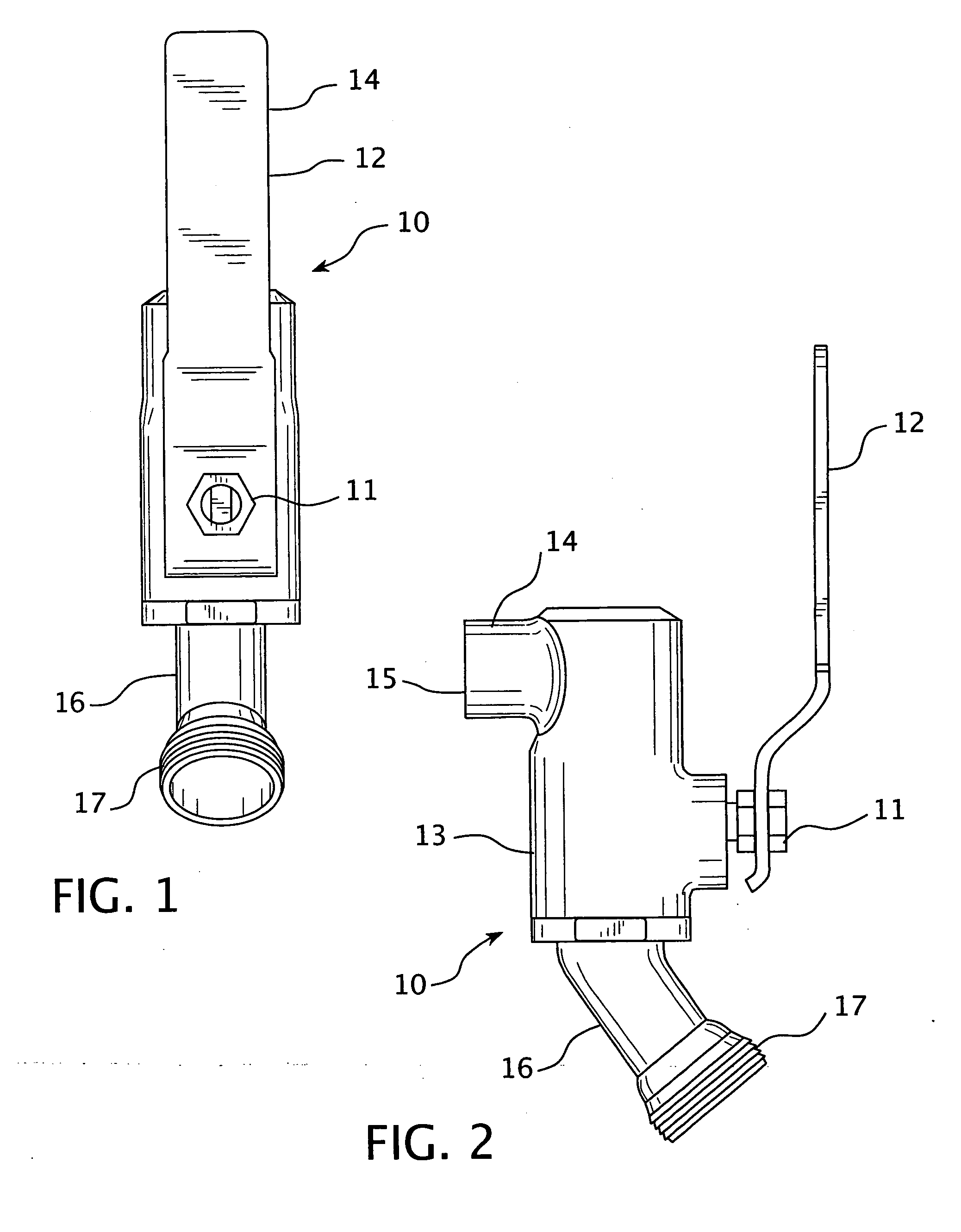 Hose end lever controlled ball spigot valve