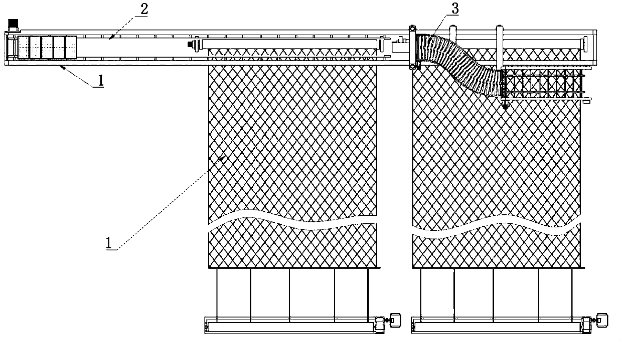 Full-automatic field tray-paving device and tray-paving method thereof