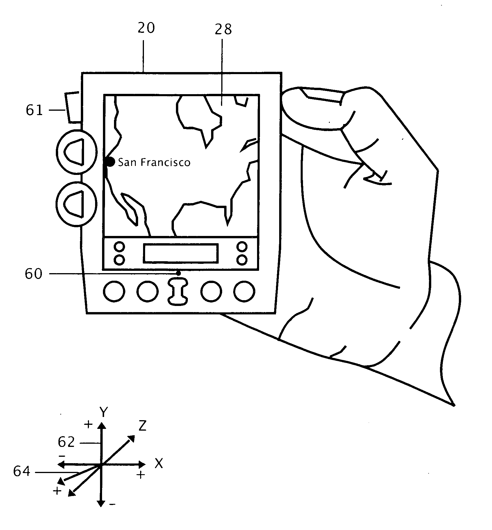 Motion detection and tracking system to control navigation and display of portable displays including on-chip gesture detection