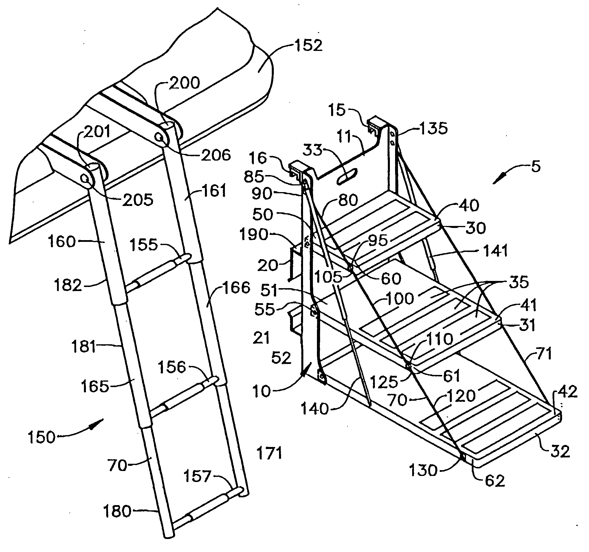 Detachable stairway system for water vehicles and method of use