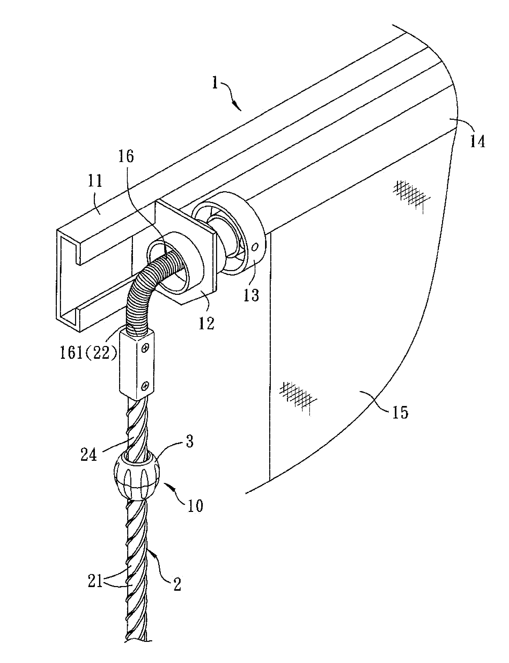 Operating device for rotating a winding roller of a window blind