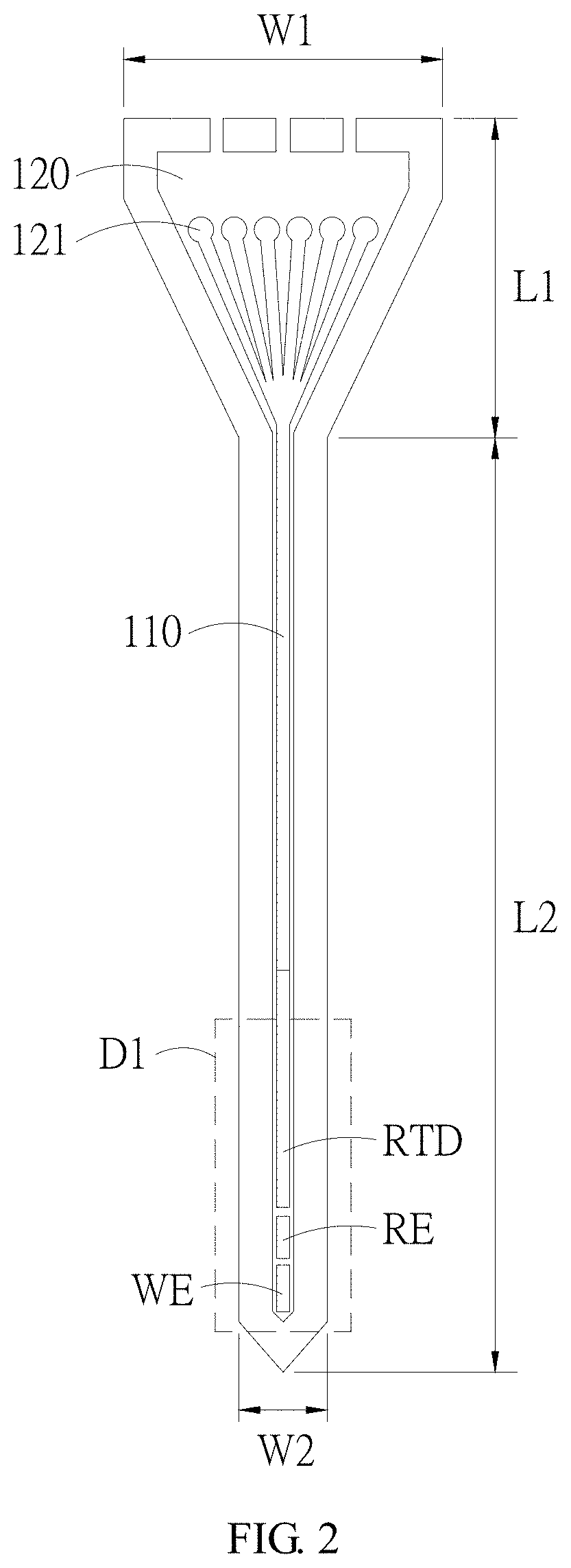 Miniaturized sensing probe and manufacturing method thereof