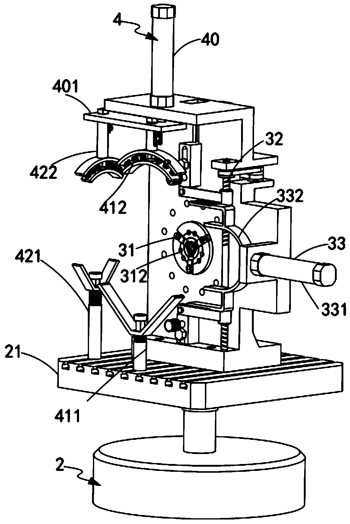 A fourth-axis rotary indexing processing device for a valve body special processing center