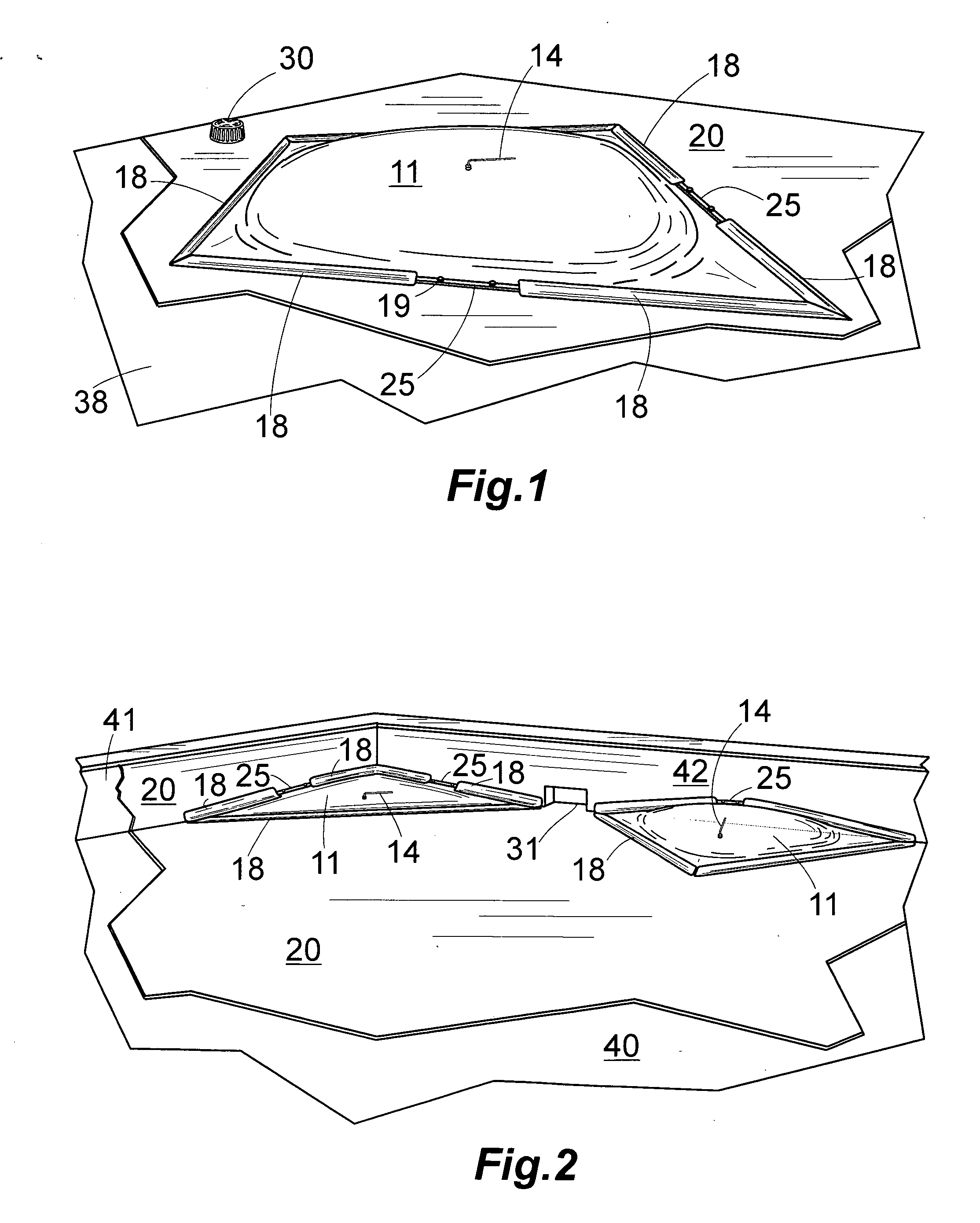 Device with inflatable membrane for raising flat roof low areas