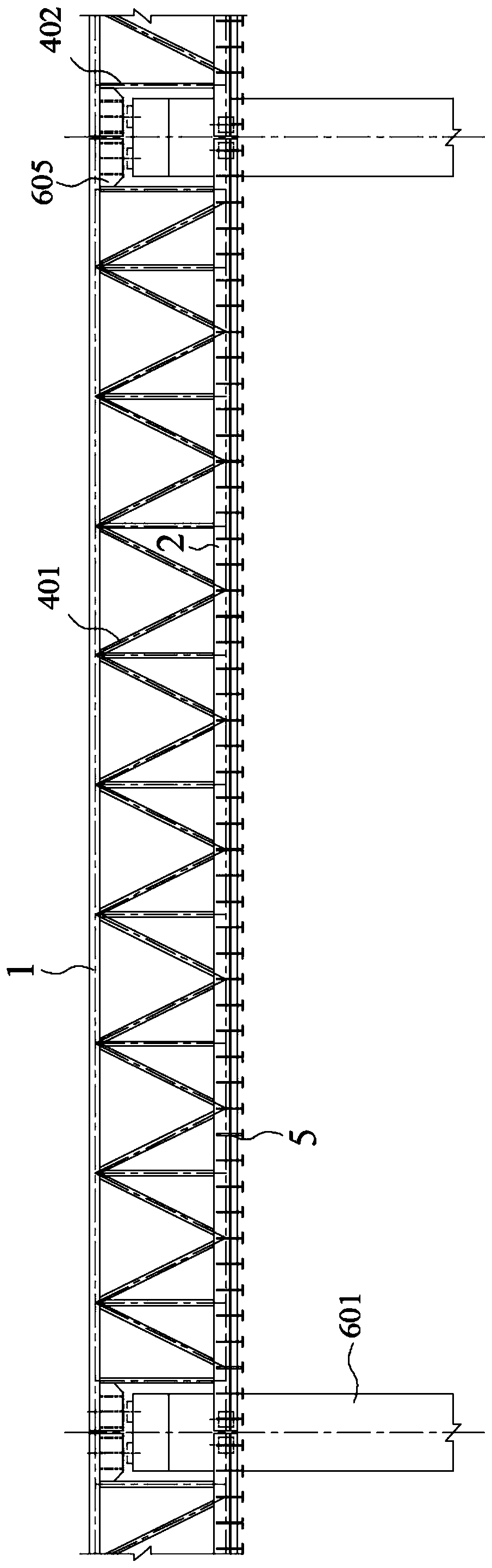 Steel truss girder supporting system suitable for asymmetric suspended monorail