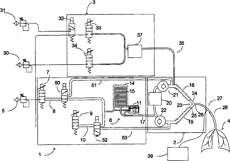 Device and method for supplying breathing air to breathe