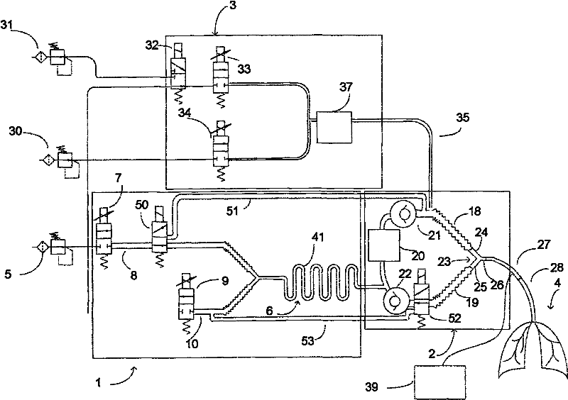 Device and method for supplying breathing air to breathe