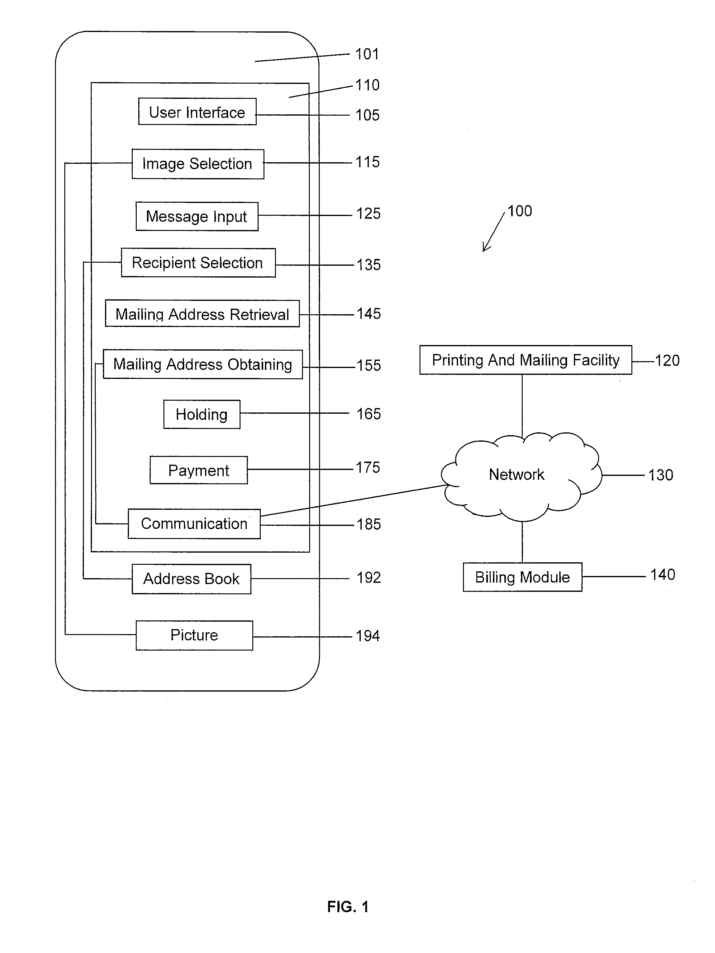 Mobile phone application, system, and method for sending postcards and obtaining mailing addresses