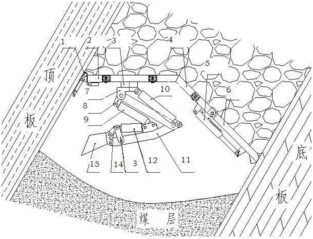 A raking device for coal mining shield support