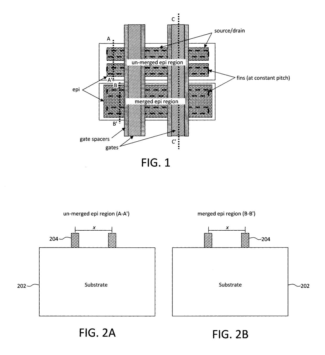 Techniques for Forming FINFET Transistors with Same Fin Pitch and Different Source/Drain Epitaxy Configurations