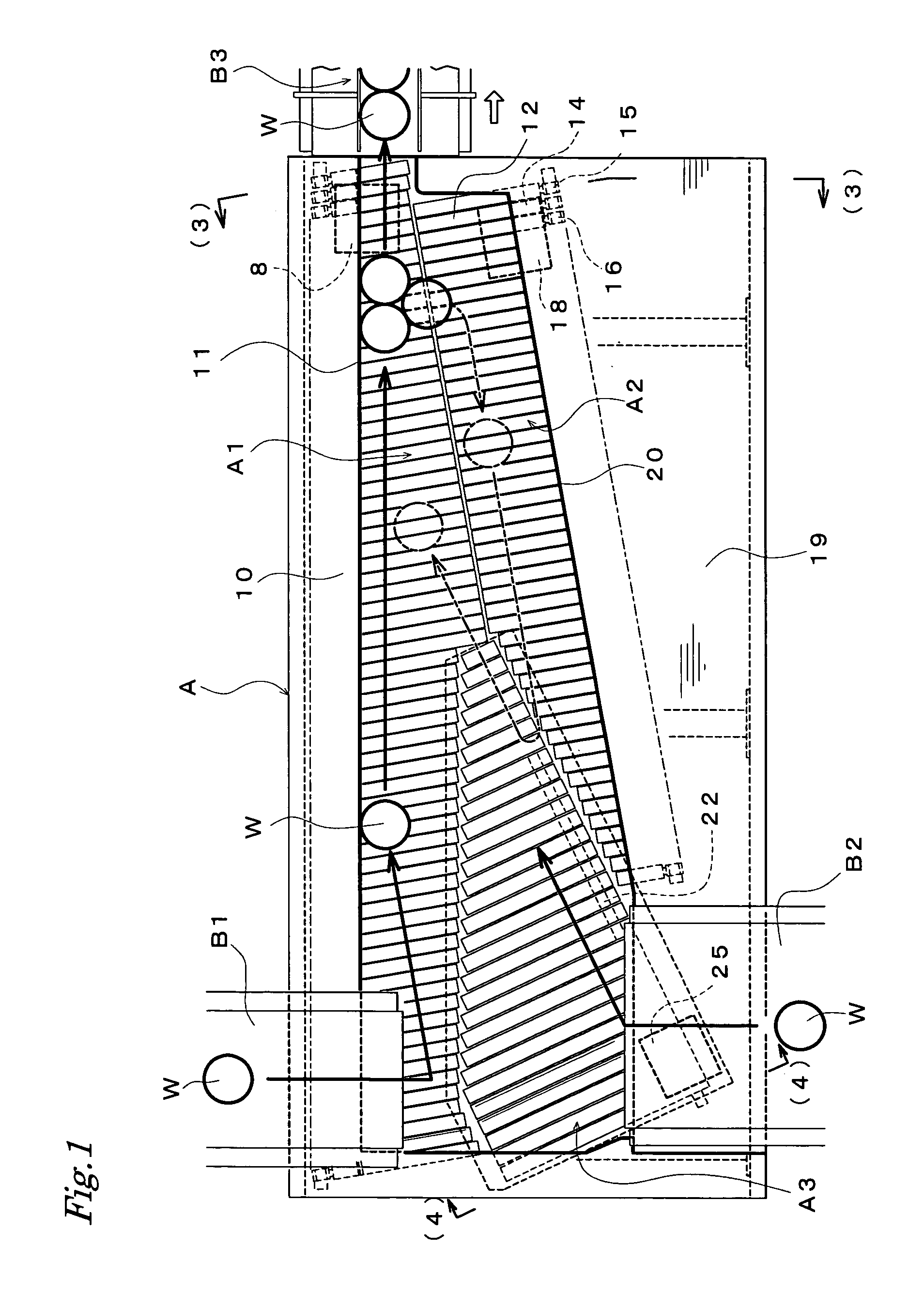 Circulation type line-up conveying apparatus
